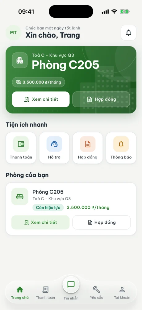 App VinaBos: trang chủ khách thuê