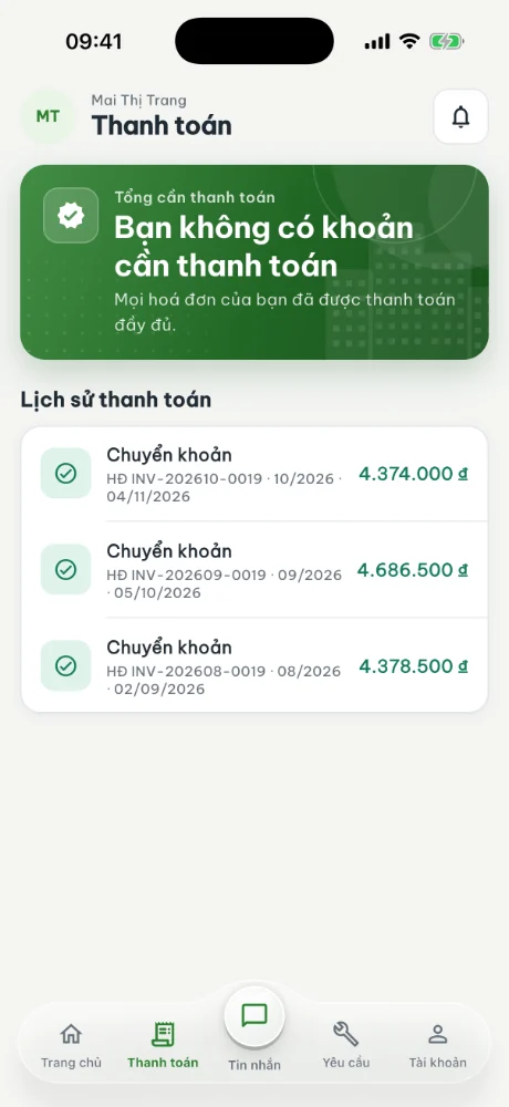 App VinaBos: thanh toán của khách thuê